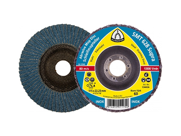 Lamelasti brusni disk SMT 628 SUPRA, 115 x 22,23 mm, granulacija 36, Maks. RPM 13.300 1/min