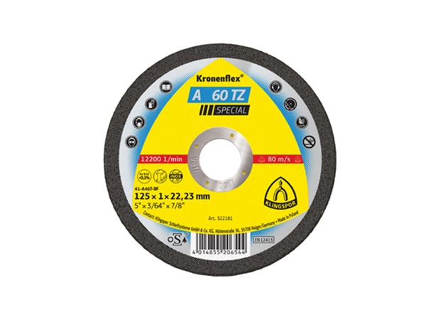 Rezna ploča A 60 TZ SPECIAL 125 x 1 x 22,23 mm, konveksna