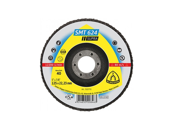 Lamelasti brusni disk SMT 624 SUPRA, 125 x 22,23 mm, granulacija 120, Maks. RPM 12.200 1/min