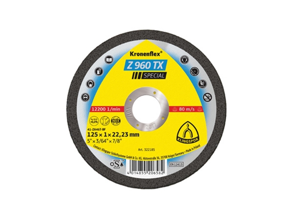 Rezna ploča INOX Z 960 TX SPECIAL, 125 x 1 x 22,23 mm